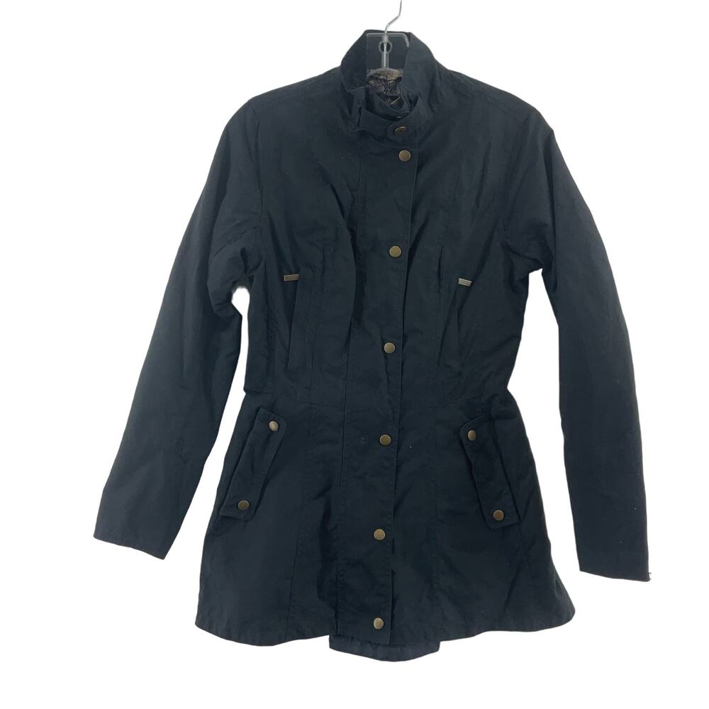 Barbour Black Holsteiner Paneled Waxed Cotton Parka Jacket Womens 4 Preowned